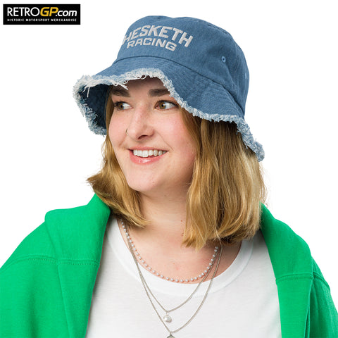 Hesketh Racing Distressed Denim Bucket Hat