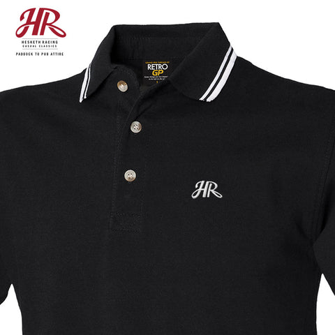 OFFICIAL Hesketh Racing Casual Classics - Double Tipped Polo - Black
