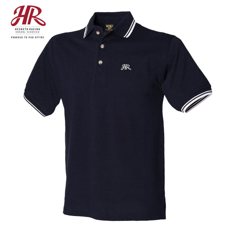 OFFICIAL Hesketh Racing Casual Classics - Double Tipped Polo - Navy