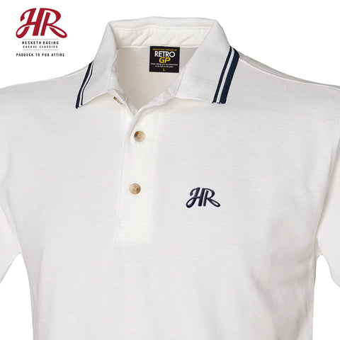 OFFICIAL Hesketh Racing Casual Classics - Double Tipped Polo - White