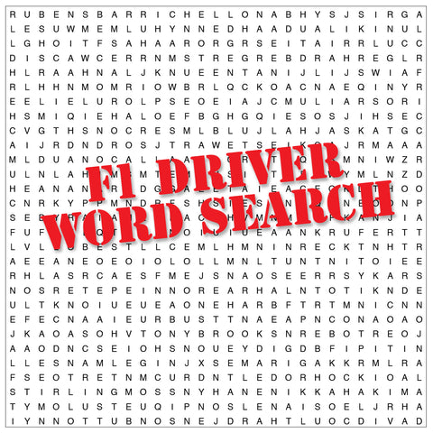 FREE F1 Driver Word search